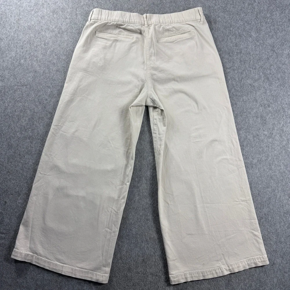 American Eagle Trouser Women's 18 Cream High Rise Wide Leg‎ Drape Pants 37x28